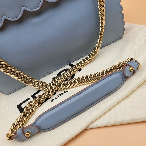 FENDI Vitello Liberty Scalloped Studded Kan Shoulder Crossbody, Authentic w/COA - Picture 4 of 16